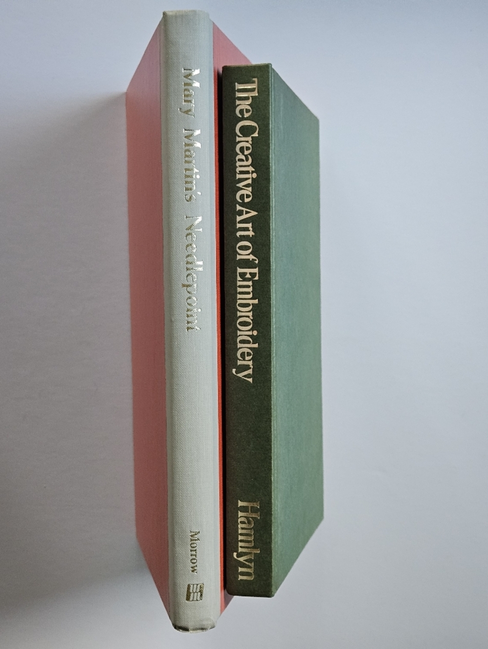 lot of 2 vintage 1969 1972 Embroidery Needlepoint coffee table books hardcover